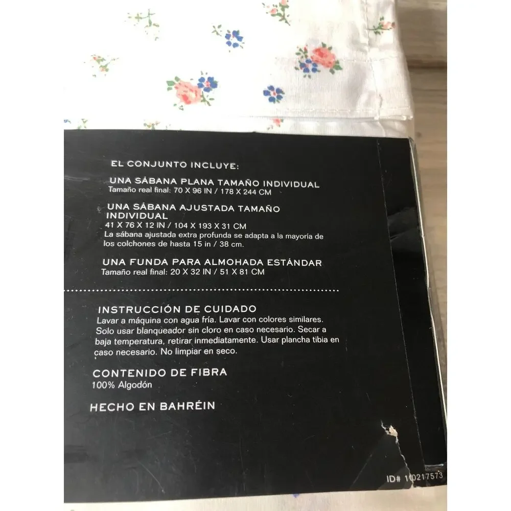 Ralph Lauren Twin Sheet Set 3pc Floral Pink & Blue Flowers White Cotton New